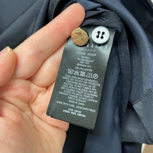 Ted Baker Aminna Belted Long Sleeve Dress in Navy Blue Sz. XXS Sz. 00  - BNWT - Picture 12 of 12